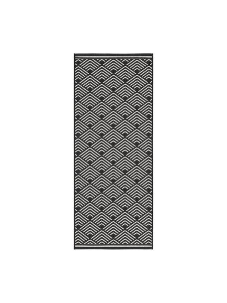 Tapis d'entrée pour l'extérieur à poils ras Milano, Noir, blanc, larg. 80 x long. 200 cm