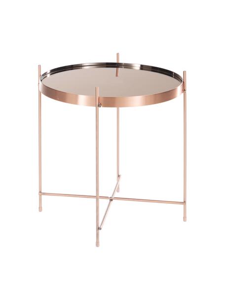 Tác-odkládací stolek se skleněnou deskou Cupid, Měděná, Ø 43 cm, V 45 cm