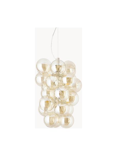 Design Pendelleuchte Bubbles aus Glas, Baldachin: Metall, pulverbeschichtet, Goldfarben, Ø 41 x H 160 cm