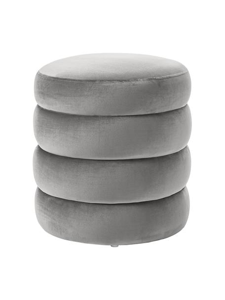 Puf de terciopelo Alto, Tapizado: terciopelo (100% poliéste, Estructura: madera de pino maciza, ma, Terciopelo gris, Ø 42 x Al 48 cm