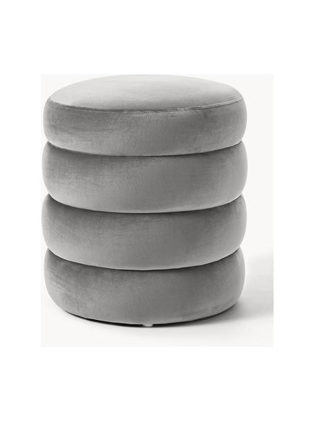 Pouf in velluto Alto, Rivestimento: bouclé (100% poliestere) , Struttura: legno di pino, compensato, Velluto grigio, Ø 42 x Alt. 47 cm