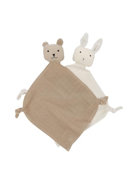 Doudou bébé Yoko, 2 élém., 100 % coton, Tons beiges, larg. 25 x long. 25 cm