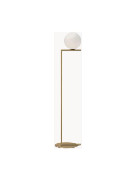 Lampada da terra IC Lights, luce regolabile, Paralume: vetro, Struttura: metallo rivestito, Dorato, bianco, Alt. 135 cm