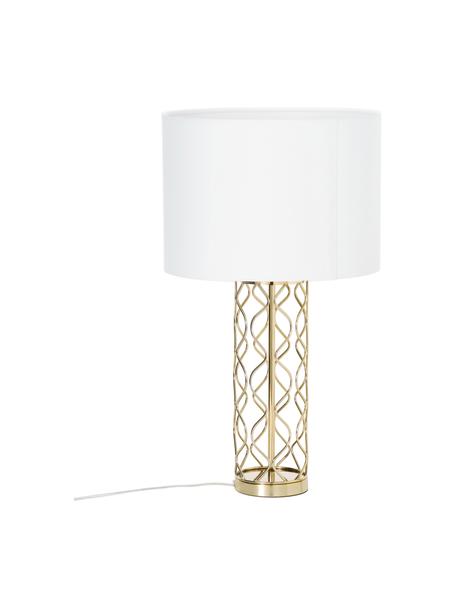 Lampada da tavolo grande bianco-dorata Adelaide, Paralume: tessuto, Base della lampada: metallo, Paralume: crema Base della lampada: dorato, Ø 35 x Alt. 62 cm