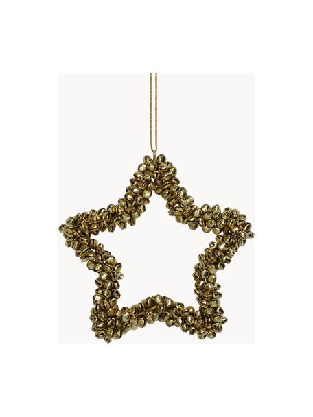 Adorno navideño con cascabeles Star, Metal recubierto, Dorado, An 14 x Al 14 cm