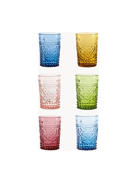 Set 6 bicchieri acqua fatti a mano Confezione, Vetro, Multicolore, Ø 7 x Alt. 11 cm, 270 ml