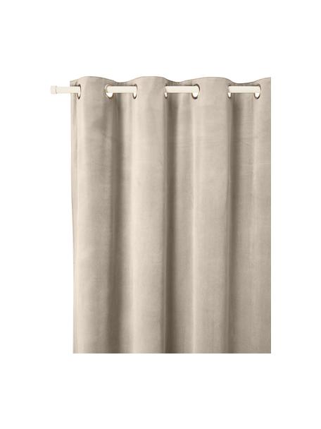 Cortinas opacas de terciopelo con ojales Rush, 2 uds., 100% poliéster (reciclado), Beige, An 135 x L 260 cm