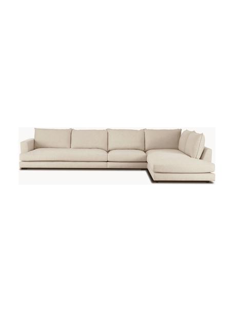 Sofá rinconera grande Tribeca, Tapizado: 100% poliéster Alta resis, Estructura: madera de haya, Patas: madera de haya maciza pin, Tejido beige claro, An 405 x F 228 cm, chaise longue derecha