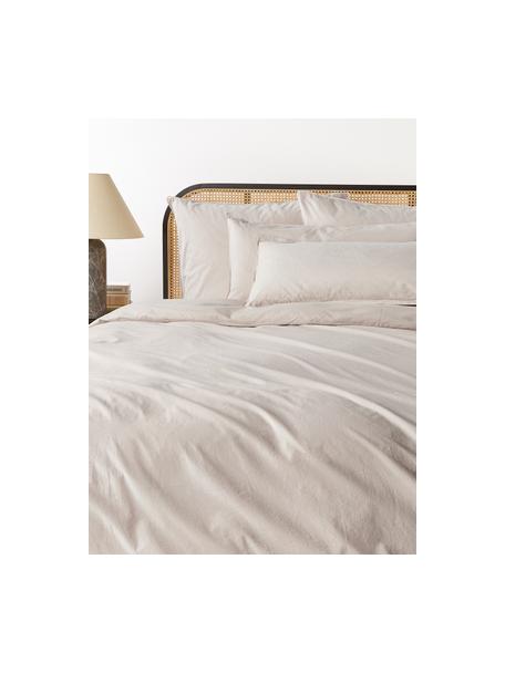 Funda nórdica de percal lavado Debbie, Beige claro, Cama 90 cm (155 x 220 cm)