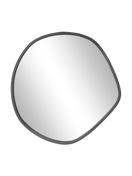 Specchio da parete con cornice in metallo nero Faun, Struttura: metallo rivestito Superfi, Retro: pannello di fibra a media, Nero, Larg. 40 x Alt. 40 cm