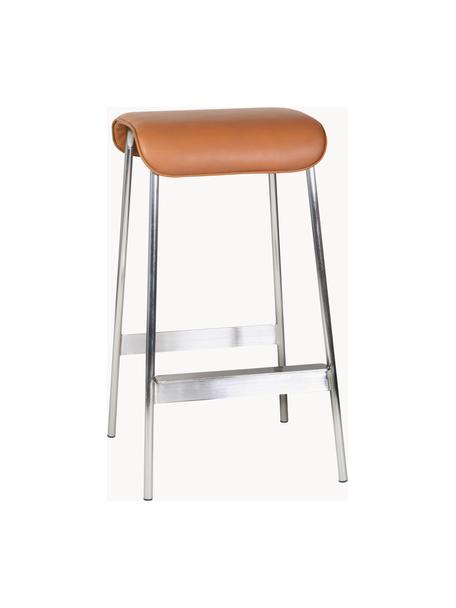 Barová židle z umělé kůže Avenue, Světle hnědá, stříbrná, Š 54 cm, V 75 cm