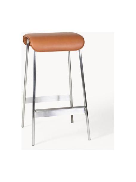 Tabouret de bar en cuir synthétique Avenue, Cuir synthétique brun clair, argenté, larg. 54 x haut. 75 cm