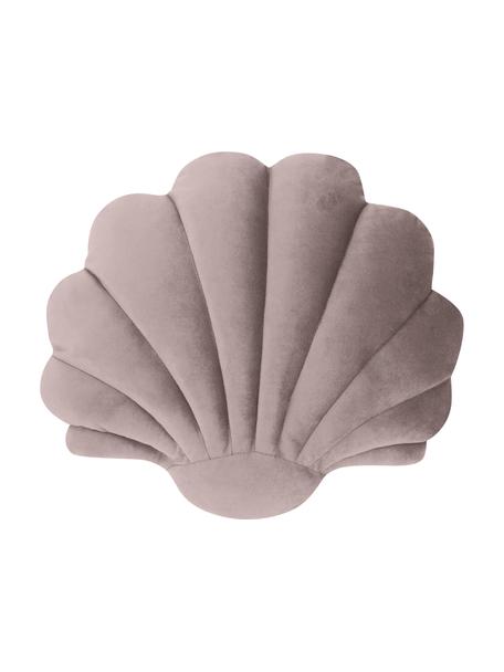 Samt-Kissen Shell in Muschelform, Vorderseite: 100% Polyestersamt, Rückseite: 100% Baumwolle, Taupe, B 32 x L 27 cm