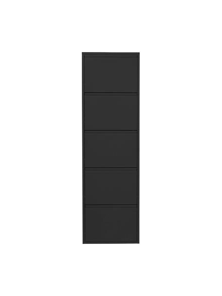 Wand-Schuhschrank Caruso mit Klappfächern, Stahl, pulverbeschichtet, Schwarz, B 50 x H 170 cm