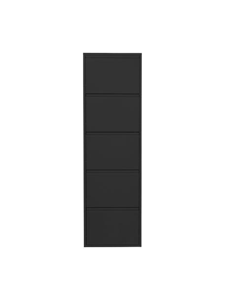 Wand-Schuhschrank Caruso mit Klappfächern, Stahl, pulverbeschichtet, Schwarz, B 50 x H 170 cm