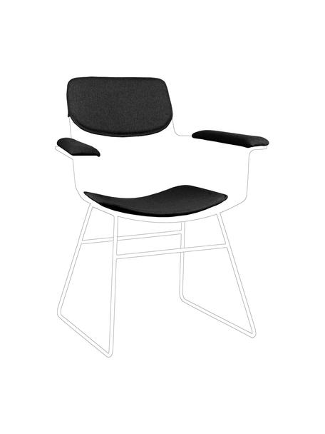Set 3 cuscini per sedia in metallo Wire, Rivestimento: 60% cotone, 40% poliester, Grigio scuro, Set in varie misure