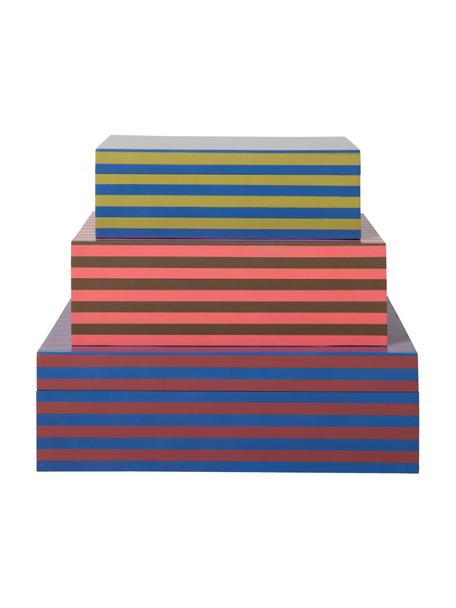 Handgemachte Aufbewahrungsboxen Dusk, 3er-Set, Mitteldichte Holzfaserplatte (MDF), Polyresin, Bunt, Set mit verschiedenen Grössen