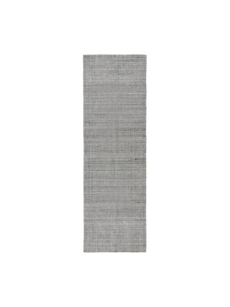 Handgewebter Kurzflor-Läufer Willow, 100% Polyester, GRS-zertifiziert, Grau, Weiss, B 80 x L 250 cm