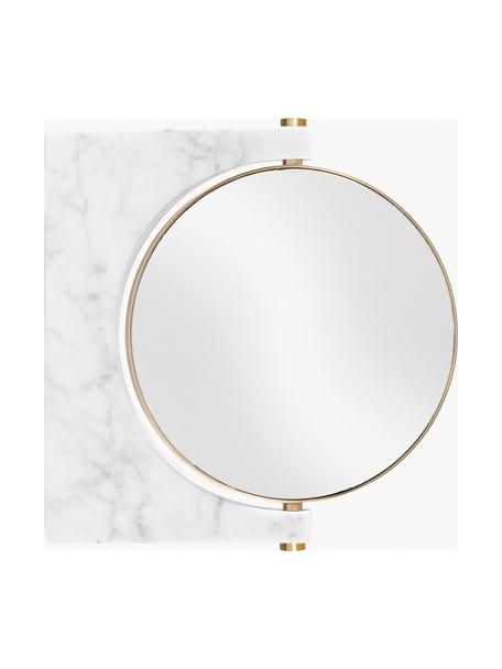 Okrúhle nástenné kozmetické zrkadlo z mramoru Pepe, Svetlosivá mramorovaná, mosadzná, Š 25 x V 25 cm