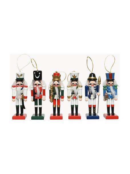 Adornos navideños Nussknacker, 6 uds., Figura: madera, Multicolor, Ø 4 x Al 13 cm