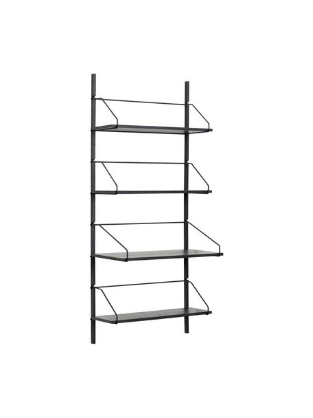 Wandrek Norm van essenhout, Plateaus: essenhout, FSC-gecertific, Frame: gecoat metaal, Zwart, B 80 x H 180 cm
