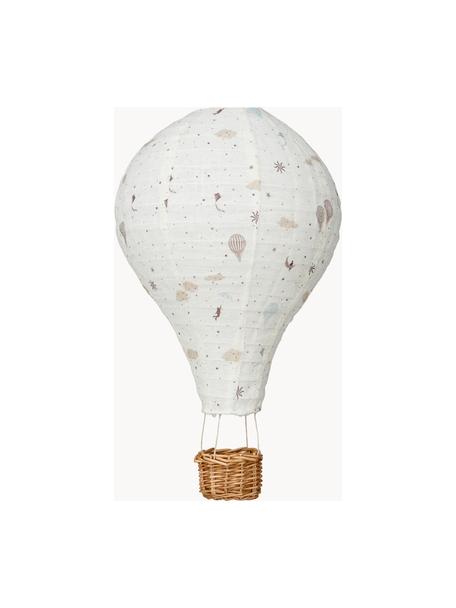 Lampa wisząca z bawełny organicznej Dreamland, Stelaż: drewno naturalne, Złamana biel, beżowy, drewno naturalne, Ø 25 x W 41 cm