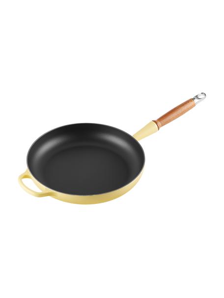 Padella con ghisa con manico in legno Signature Collection, Manico: legno, Tonalità gialle, Ø 28 x Alt. 8 cm