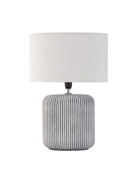 Lampada da tavolo in ceramica rigata Pure Shine, Paralume: tessuto, Bianco, grigio, nero, Ø 27 x Alt. 38 cm