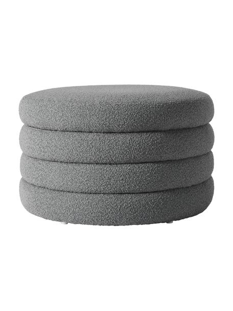 Pouf XL contenitore in bouclé Alto, Rivestimento: bouclé (100% poliestere) , Struttura: legno di pino massiccio, , Tessuto bouclé grigio, Ø 69 x Alt. 44 cm