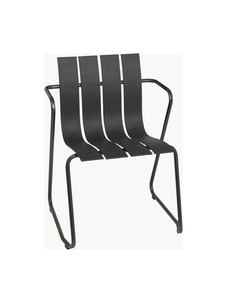 Chaise de jardin à accoudoirs artisanale Ocean, Noir, larg. 60 x prof. 56 cm