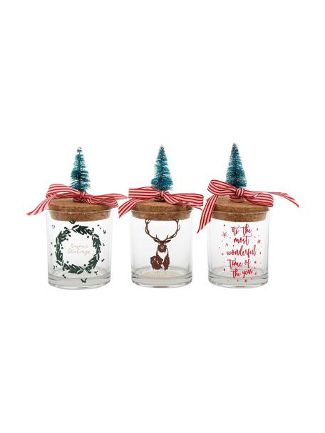 Tarros Greetings, 3 uds., Transparente, multicolor, Ø 7 x Al 8 cm
