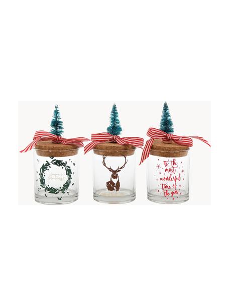 Tarros Greetings, 3 uds., Transparente, multicolor, Ø 7 x Al 8 cm