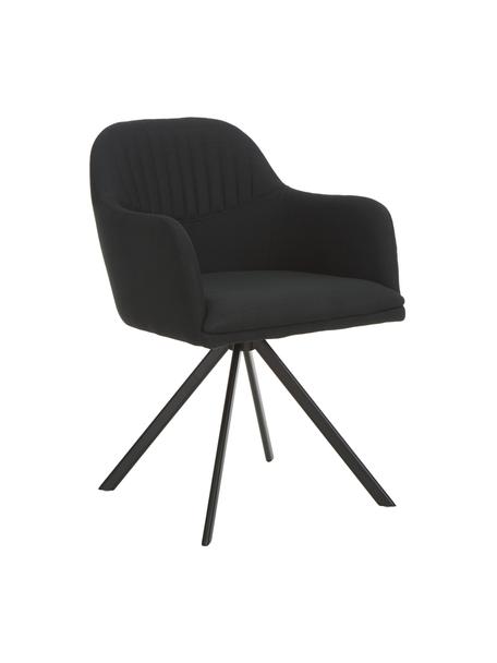 Čalúnená otočná stolička s opierkami Lola, Čierna, nohy čierna, Š 58 x H 53 cm