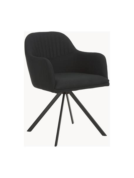 Polster-Drehstuhl Lola mit Armlehne, Bezug: Polyester, Beine: Metall, pulverbeschichtet, Webstoff Schwarz, Schwarz, B 53 x T 55 cm