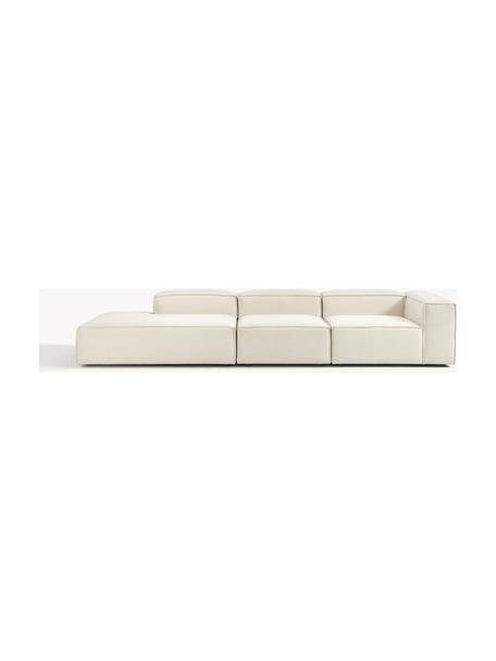 Chaise longue XL componibile Lennon, Rivestimento: 100% poliestere Con 115.0, Struttura: legno di pino massiccio, , Piedini: plastica Questo prodotto , Tessuto bianco latte, Larg. 357 x Prof. 119 cm, schienale a destra