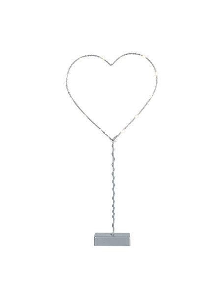 Objeto luminoso LED Heart, funciona a pilas, Lámpara: metal, Cable: plástico, Gris, An 20 x Al 43 cm