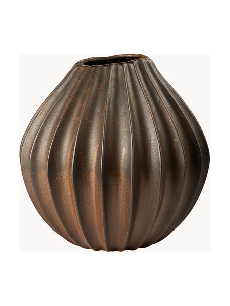 Handgefertigte Vase Wide mit reaktiver Glasur, H 40 cm, Keramik, glasiert, Dunkelbraun mit Metallic-Gold-Finish, Ø 40 x H 40 cm