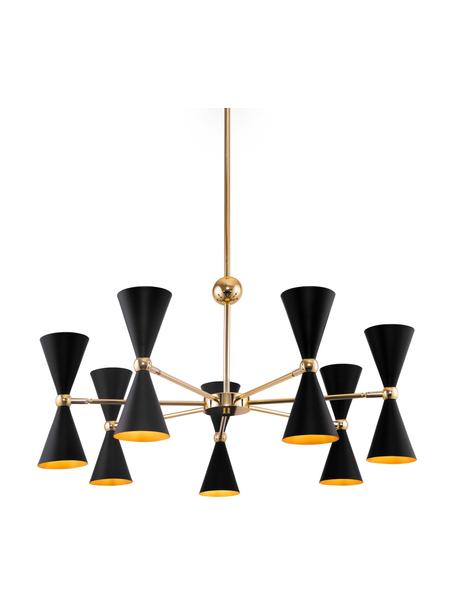 Lámpara de techo grande Vesper, estilo retro, Anclaje: metal recubierto, Adornos: metal recubierto, Negro, dorado, Ø 91 x Al 82 cm