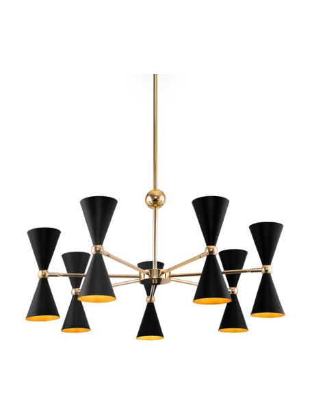 Lámpara de techo grande Vesper, Anclaje: metal recubierto, Adornos: metal recubierto, Negro, dorado, Ø 91 x Al 82 cm