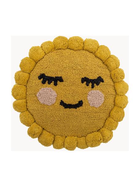 Coussin peluche Vigge, Jaune moutarde, Ø 30 x prof. 5 cm