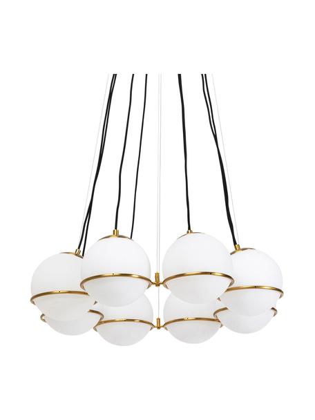 Große Pendelleuchte Globes, Baldachin: Metall, beschichtet, Dekor: Metall, beschichtet, Weiß, Goldfarben, Ø 71 x H 130 cm