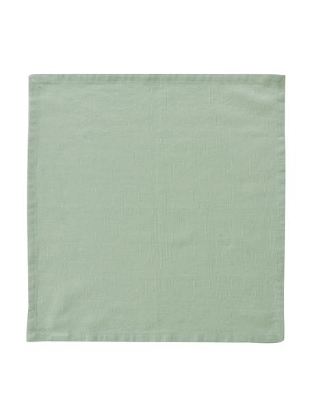 Serviette de table coton vert clair Bimba, 4 pièces, 85 % coton, 15 % lin, Vert clair, larg. 40 x long. 40 cm