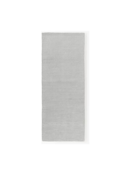 Tapis de couloir moelleux tissé main Wes, 100 % polyester, certifié GRS, Gris clair, larg. 80 x long. 200 cm