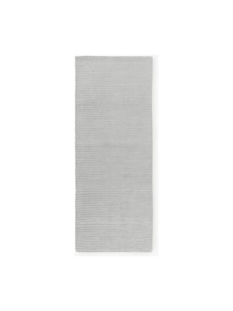 Tapis de couloir moelleux tissé main Wes, 100 % polyester, certifié GRS, Gris clair, larg. 80 x long. 200 cm