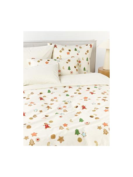 Housse de couette en percale de coton au design Cookies de Kera Till, Blanc cassé, multicolore, larg. 140 x long. 200 cm