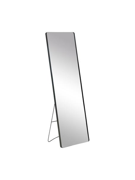 Eckiger Standspiegel Stefo mit schwarzem Metallrahmen, Rahmen: Metall, beschichtet, Spiegelfläche: Spiegelglas, Schwarz, 45 x 140 cm