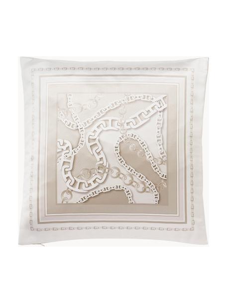 Povlak na polštář v hedvábném vzhledu s řetízkovým potiskem Chiarina, 100 % polyester, Bílá, béžová, Š 45 cm, D 45 cm