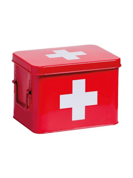 Skladovací box Medizina, Potažený kov, Červená, bílá, Š 23 cm, V 16 cm