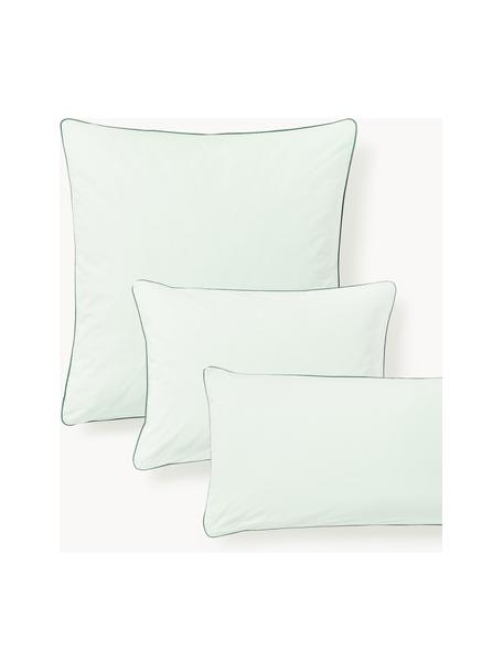 Taie d'oreiller en percale de coton avec passepoil Daria, Vert sauge, vert, larg. 50 x long. 70 cm