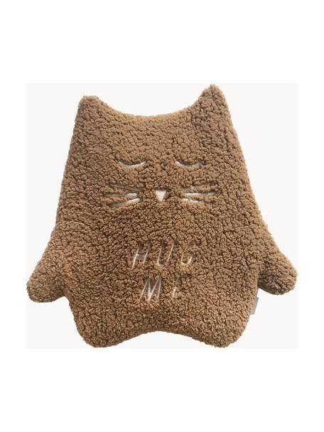 Coussin peluche artisanal Kitten, Polyester, Brun, larg. 31 x long. 33 cm (taille M)